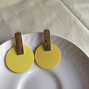 Statement Colorful Geometric Dangle Earrings, Big Circle Earrings, Bring Yellow Earrings, Contemporary Statement Earrings, Gift for Her