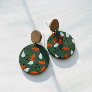 Floral Pattern Polymer Clay Dangle Earrings, Clay Geometric Earrings, Fashionable Clay Earrings, Summer Floral Earrings