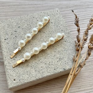 Pearl Hair Pin Duo, Pearl Bobby Pins, Elegant Bridal Hair Accessories, Bridesmaids Gift, Her Birthday Gift, Pearl Hair Slides, Gift for Hers