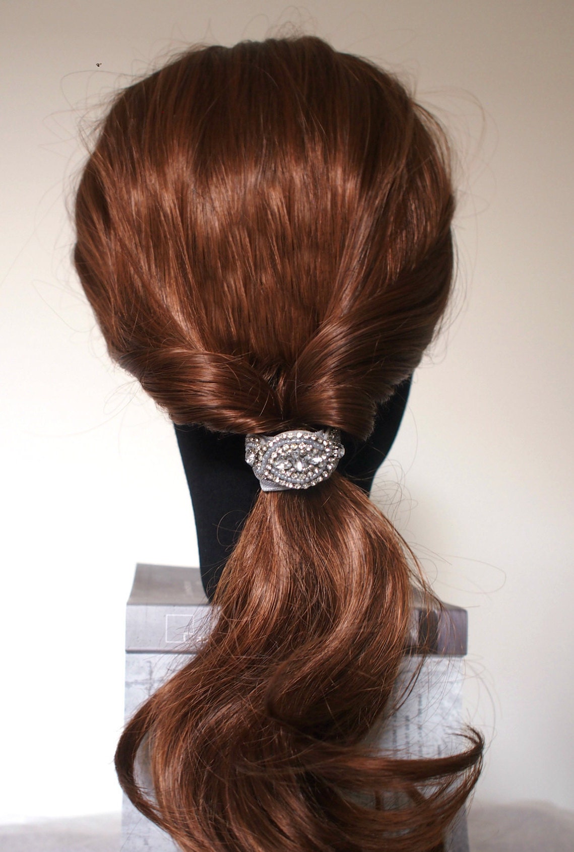 Multi Rhinestones & Beads Elastic Ribbon Hair Ties Bridal Etsy