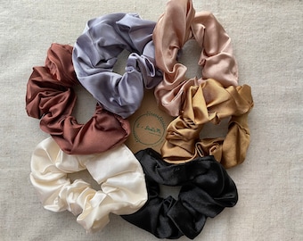 Multi-Color Satin Hair Scrunchy, Hair Scrunchies, Scrunchie Ties, Fluffy Hair Ties, Daily Causal Hair Accessories