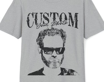 Custom Black and White Portrait T-shirt, Retro 90s Graphic Tee
