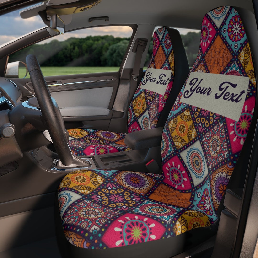 Custom Car Seat Covers Boho Seat Covers Custom Name Car Etsy
