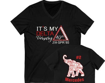 It&#39;s my Deltaversary t-shirt , Personalized shirt, delta tee, delta gift for sister, Unisex Jersey Short Sleeve V-Neck Tee