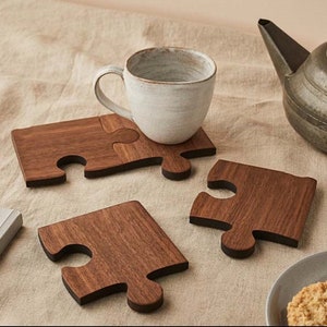4 piece personalized puzzle coaster set.