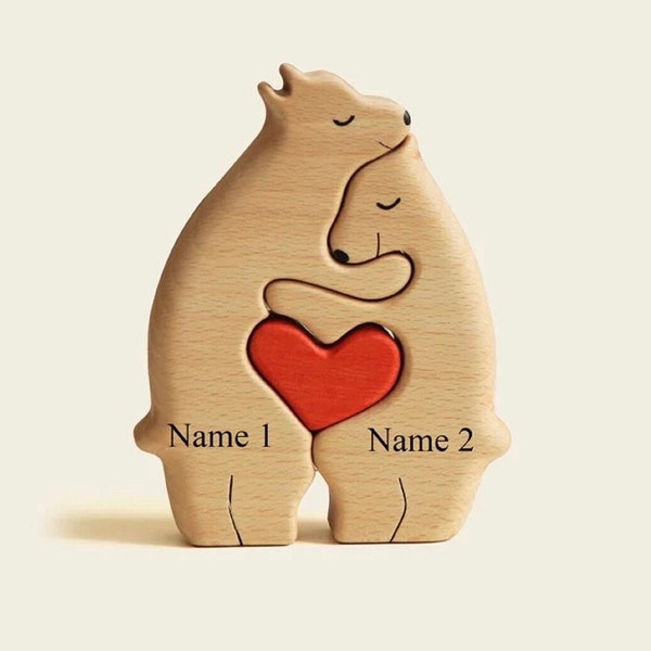 Wooden Bear Family Puzzle, Animal Family, 3Animal Puzzle, Laser Engraved, 2023 Wooden Bears Family Puzzle, DIY Art Puzzle, Gift for Parents