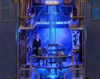 Book Nook: 3D Wooden Puzzle Shelf Model Mystery Blue Box