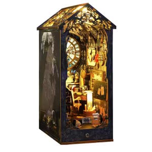 Detective Wooden Book Nook: 3D Puzzle Shelf Insert Model image 3