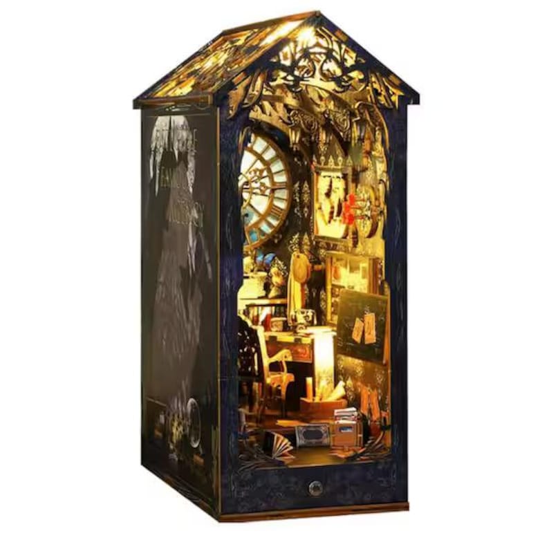 Detective Wooden Book Nook: 3D Puzzle Shelf Insert Model image 3