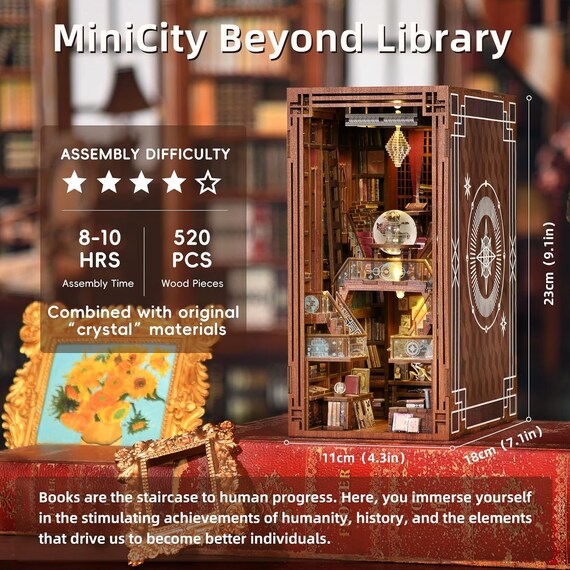 Kit Fai Da Te Magic World Book Nook | Miniature In Legno 3D Con Luci LED | Per Adulti E Ragazzi 14+ - 2