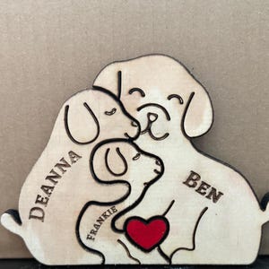Personalized Wooden Dog Family Puzzle: Laser Engraved Pet Art