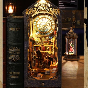 Detective Wooden Book Nook: 3D Puzzle Shelf Insert Model image 1