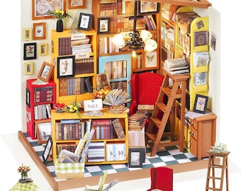Sam's Study Miniature dollhouse Shelf Insert 3D Puzzle in legno Insert Model