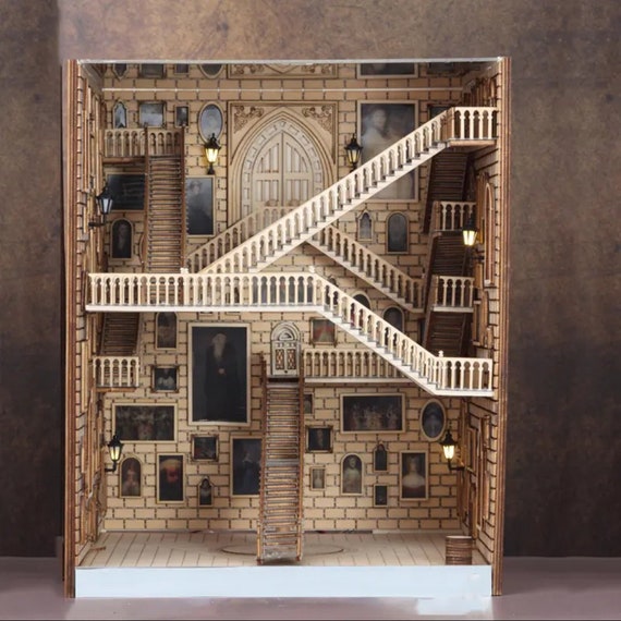 DIY Book Nook Kit 3D Wooden Puzzle, Hogwarts Castle