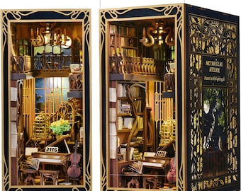 Pianist Book Nook: Miniature Wooden 3D Puzzle Shelf Insert