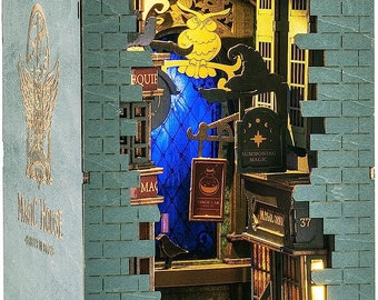 Kit para montar um cantinho de leitura com quebra-cabeça 3D de madeira (Beco Mágico)
