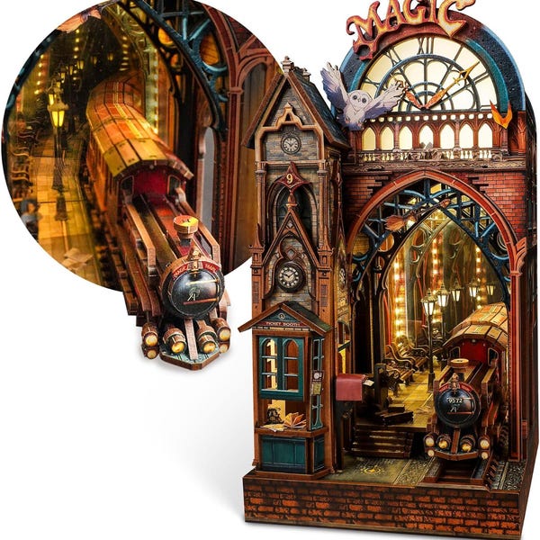 Magic Station Book Nook Kit 3D Wooden Puzzle Insert Model