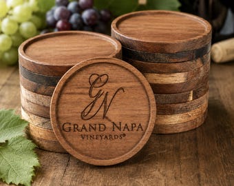 Custom Engraved Wood Coasters | Personalized Logo, Monogram Gifts