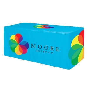 FULL COLOR  4 Sided Fitted All Over Dye Sub Table Cover Fully Customized Premier Tablecloth