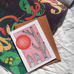 Pink Cactus Card - Carte de voeux, de remerciement, d'anniversaire parfaite pour les amoureux des plantes