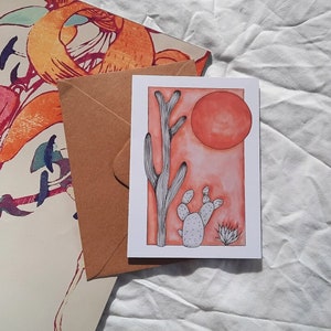 Carte de cactus orange - salutation, remerciement, carte d'anniversaire parfaite pour les amoureux des plantes, mignonne, colorée
