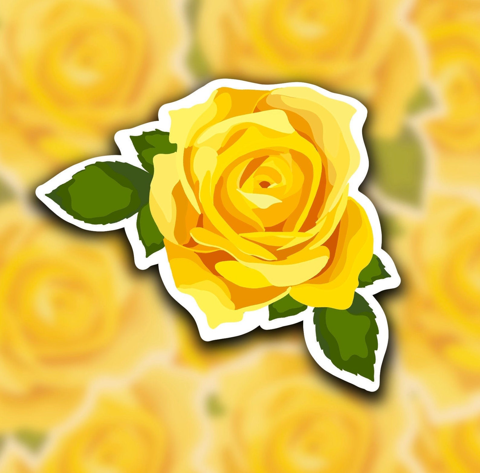 Waterproof Yellow Rose Sticker Yellow Rose Sticker Die Cut Etsy