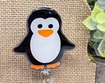 Penguin Interchangeable badge reel topper with optional alligator clip or belt clip badge reel-nurse/teacher/medical/office/cute