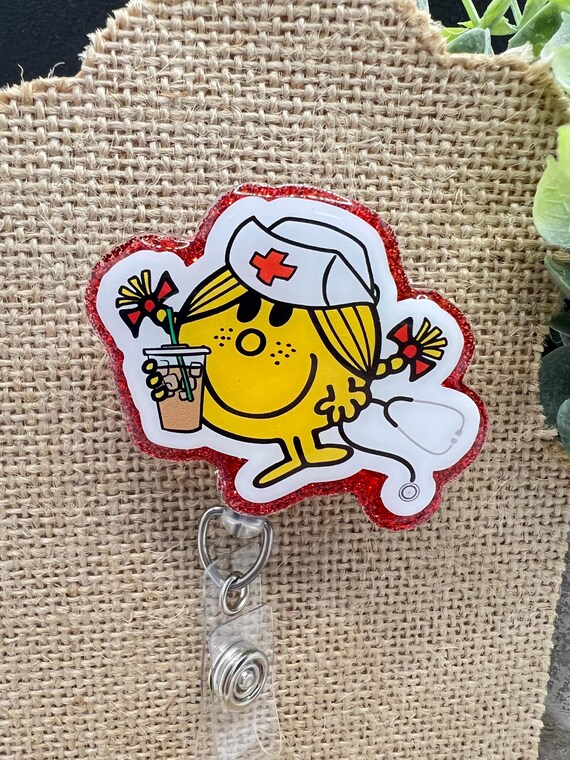 Little Miss Nurse Badge Reel Topper: Glitter Acrylic Medical ID