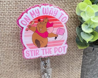Stir the Pot Interchangeable badge reel topper with optional alligator clip or belt clip badge reel-nurse/teacher/medical/office/cute