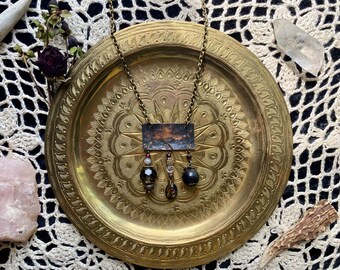 dark fairy rustic necklace // gothic jewelry // assemblage art