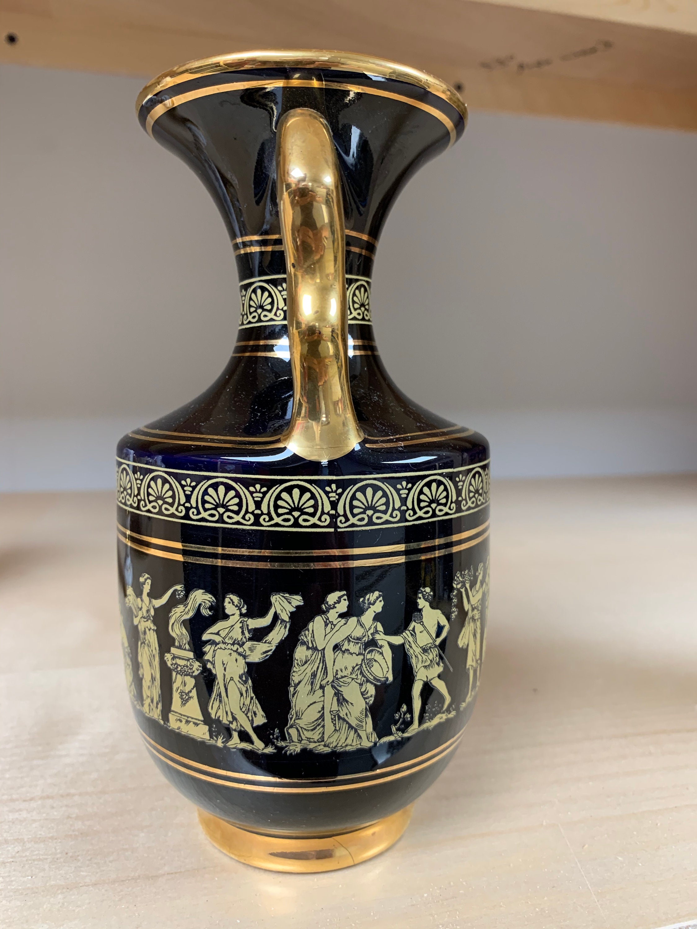 Vintage handmade Spyropoulos Greek vase/urn 24 K gold Dark Etsy
