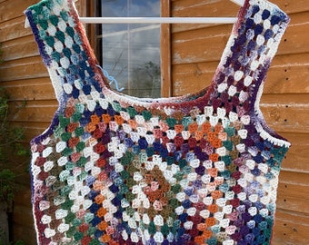 Crochet Vest Top Hand Made Retro Vintage Style