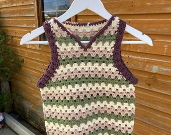 Crochet Tank Top Hand Made Retro Vintage Style