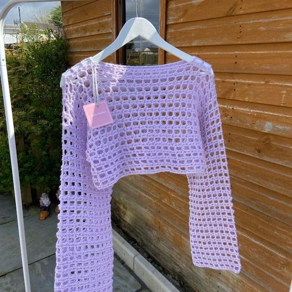 Crochet Long Sleeve Cropped Jumper Hand Made