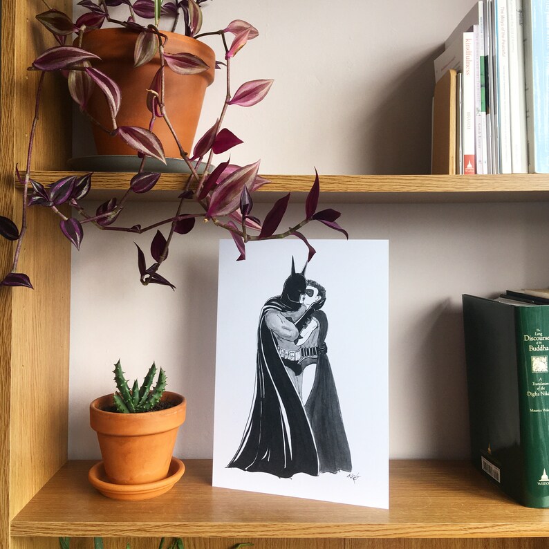 Batman and Robin Art Print Batman and Robin Kiss Kissing Etsy