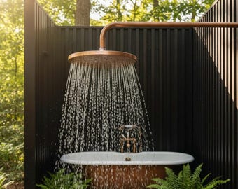 Unlacquered Copper Rain Shower Head, Outdoor Shower