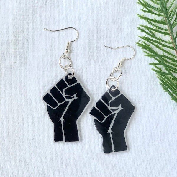 Black Lives Matter Earrings, Handmade, Fist Earrings, BLM