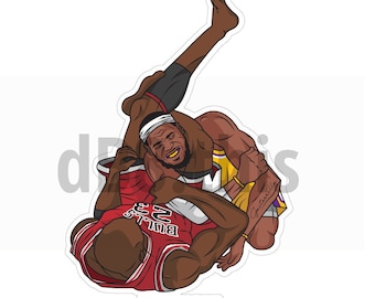 Jordan vs Lebron BJJ artwork sticker decal | UFC | NBA Basketball | bumper laptop sticker | Lebron James | Bulls | Gift for Him or Her