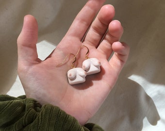 YOUR BOOBIE/BUM Personalised Custom Earrings - Feminist Art, Polymer Clay Dangly Drop Earrings, Body Empowerment!