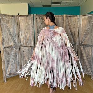 MACRAME FRINGE KIMONO - Shawl - Vest - Cover up -Festival - Beach - Goddess - Maternity