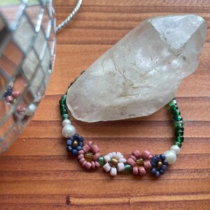 Hand beaded flower bracelet