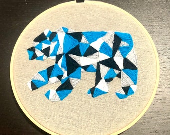 SALE! 7" Geometric bear embroidered hoop