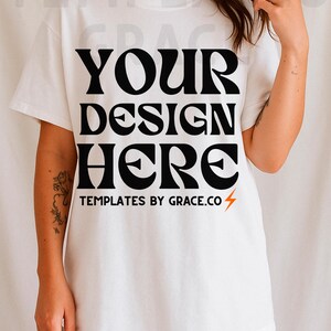 White Comfort Colors C1717 Lifestyle Model Mockup Oversized Tee  Aesthetic Mock Up Trendy Model Y2K  Street Style Mock Up Trendy Comfort