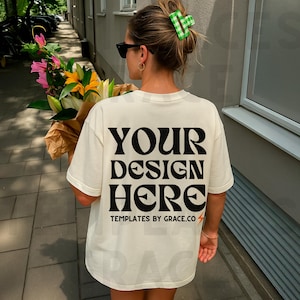 Ivory C1717 Mockup Back Comfort Colors T-shirt Mockup Summer Mocks Lifestyle C1717 Shirt Mock Ivory Comfort Colors Mockup Trendy Mocks