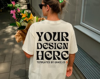 Ivory C1717 Mockup Back Comfort Colors T-shirt Mockup Summer Mocks Lifestyle C1717 Shirt Mock Ivory Comfort Colors Mockup Trendy Mocks