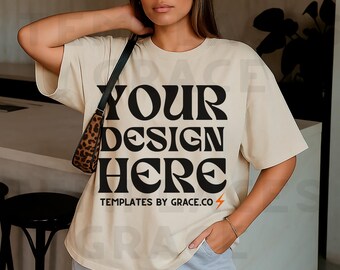 Ivory C1717 Mockup Lifestyle Comfort Colors T-shirt Mockup Summer Mocks Lifestyle C1717 Shirt Mock Ivory Comfort Colors Mockup Trendy Mocks