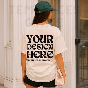 Ivory C1717 Mockup  Back Comfort Colors T-shirt Mockup Summer Mocks Lifestyle C1717 Shirt Mock Ivory Comfort Colors Mockup Trendy Mocks