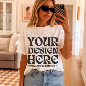White Comfort Colors C1717 Lifestyle Model Mockup Oversized Tee  Aesthetic Mock Up Trendy Model Y2K  Street Style Mock Up Trendy Comfort