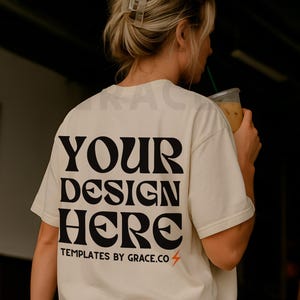 Ivory C1717 Mockup  Back Comfort Colors T-shirt Mockup Summer Mocks Lifestyle C1717 Shirt Mock Ivory Comfort Colors Mockup Trendy Mocks