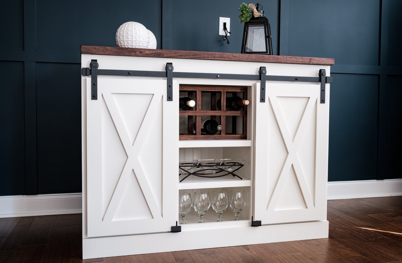 Rustic Farmhouse Buffet Table Sideboard With Wine Rack Etsy